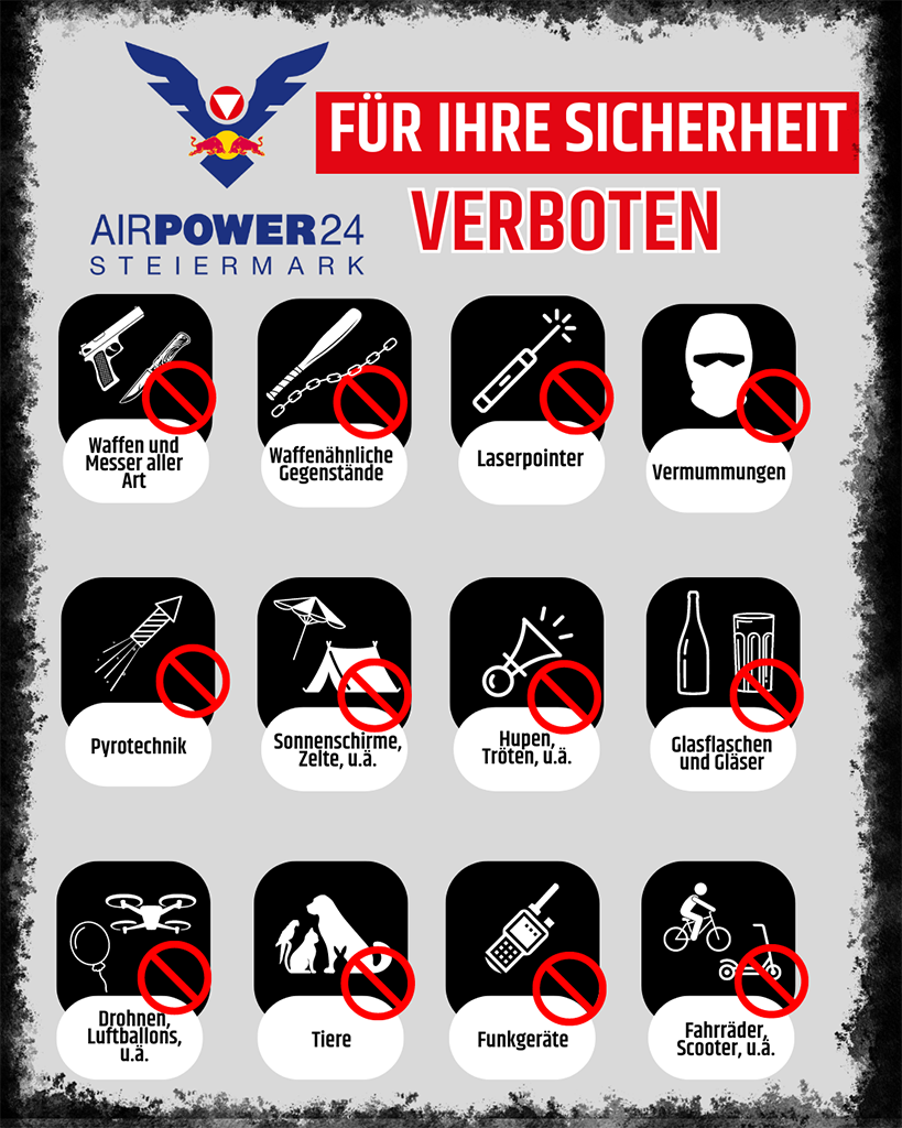 Verbotene Gegenstände AIRPOWER24 6.7. Sept 24